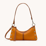 Black Hammitt Kyle SML crossbody bag with brushed gold hardware, featuring compact design and adjustable strap.