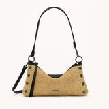 Hammitt Kyle SML crossbody bag in black leather with silver hardware, featuring a sleek, compact design and adjustable strap.