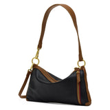 Hammitt Kyle SML crossbody bag in black leather with adjustable strap and silver hardware, front flap with logo detail.