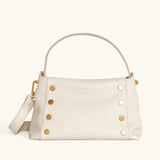 Hammitt Bryant Med crossbody bag in sleek leather with adjustable strap and silver hardware, stylish and functional for everyday use.