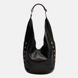 Black Hammitt Tom Zip Large crossbody bag with brushed gold accents and red zipper detailing.