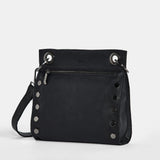 Black Hammitt Tony Med crossbody bag with silver hardware and adjustable strap, showcasing sleek, stylish design.