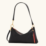 Black Hammitt Kyle Med handbag with brushed gold accents and red zipper, stylish and compact accessory for everyday use.