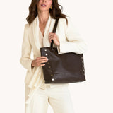 Hammitt Anderson Revival LRG handbag in tan leather with gold hardware, featuring a structured design and top handle.