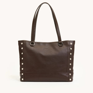 Hammitt Anderson Revival LRG handbag in black leather with silver hardware, featuring a structured shape and top handle.