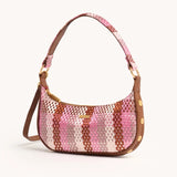 Hammitt Becker small handbag with ribbon weave design, brushed gold hardware, and compact style.