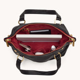Black Hammitt Daniel Med purse featuring brushed gold accents and a red zipper, showcasing a stylish and compact design.