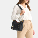 Black Hammitt Daniel Med purse with silver zipper and sleek design, featuring multiple compartments for organized storage.