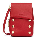 Black Hammitt VIP Mobile purse with brushed gold accents and red zipper, featuring a sleek, compact design with a stylish look.