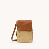 Black Hammitt VIP Mobile purse with brushed gold hardware and red zipper, showcasing a sleek, compact design.