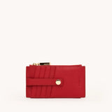 Hammitt 210 West Wallet in chili red leather with gold accents, showcasing its compact design and sleek style.