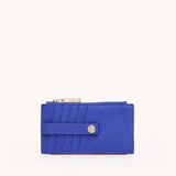 Chili red Hammitt 210 West Wallet with gold accents, leather wallet featuring multiple card slots and a sleek design.