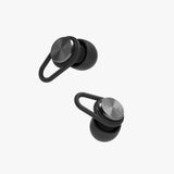 Hears high fidelity earplugs in jet black with 20dB noise reduction, designed for comfortable ear protection and sound clarity.