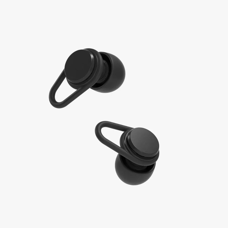 Hears high fidelity earplugs in jet black with 20dB noise reduction, designed for clear, comfortable hearing protection.