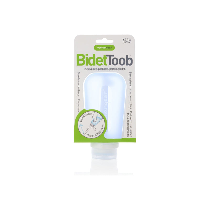 Humangear BidetToob portable bidet device in white with ergonomic design for personal hygiene use.