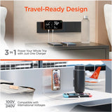 HyperGear MaxCharge 3-in-1 magnetic wireless fast charger with dual USB-C PD ports, shown with charging cables and device attachment.