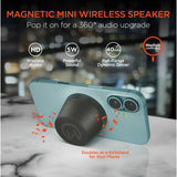 HyperGear Pocket Popper magnetic mini wireless speaker showing compact design with control buttons and speaker grille.