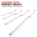 HyperGear Flexi Go 100W USB-C to USB-C retractable charging cable in a slim, compact case, white color.