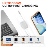 HyperGear Flexi Go 100W USB-C to USB-C retractable cable with ultra-slim case, white, compact and portable charging accessory.