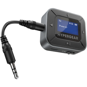 HyperGear IntelliCast Flight wireless audio adapter showing transmitter and receiver units for seamless audio connection