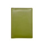 ILI personalized leather passport case in moss green with sleek design, perfect for secure travel accessories.