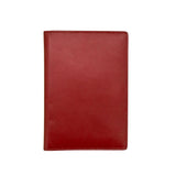 Red ILI personalized leather passport case with embossed design, designed to protect and stylishly carry your passport.