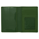 ILI personalized leather passport case in hunter green, with a sleek design and space for passport and travel documents.