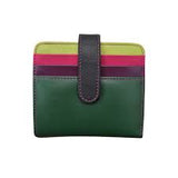 ILI RFID leather snap bi-fold wallet with multiple card slots and a sleek black design.