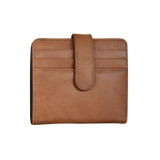 ILI RFID leather snap bi-fold wallet with multiple card slots and a sleek design, showcasing its durable leather construction.