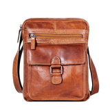 Jack Georges Voyager Slim Crossbody bag with adjustable strap and sleek leather design, showing the compact and stylish accessory.