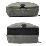 Medium Peak Design packing cubes in charcoal by Index Urban, showing organized compartments for travel storage.