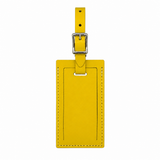 Personalized leather luggage tag by Index Urban featuring a sleek design and adjustable strap for secure travel identification.