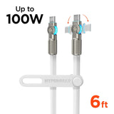 Orange HyperGear Chunky180° 100W USB-C to USB-C rugged fast charge cable, 6ft length, designed for durable, high-speed charging.