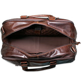 Jack Georges Classic Duffel Bag in durable leather with handles and shoulder strap, showcasing a spacious travel bag design.