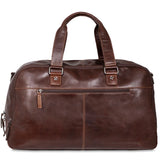 Jack Georges Classic Duffel Bag in rich leather with sturdy handles and spacious interior for travel or weekend trips.