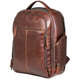 Brown Jack Georges mid-size tech backpack with multiple compartments and padded shoulder straps for comfortable carrying.