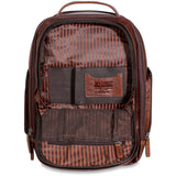 Brown Jack Georges mid-size tech backpack with multiple compartments and padded straps, ideal for work or travel.