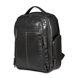 Brown Jack Georges mid-size tech backpack with multiple compartments and padded shoulder straps for comfortable carrying.