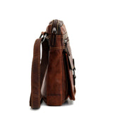 Brown Jack Georges Voyager Collection crossbody bag with adjustable strap and multiple compartments.