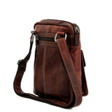 Brown Jack Georges Voyager Collection crossbody bag with adjustable strap and multiple compartments, stylish and functional.