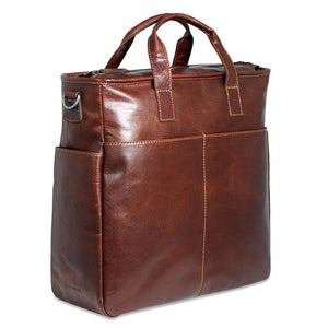 Jack Georges Voyager Collection North/South tote bag in premium leather, featuring sleek handles and spacious interior.