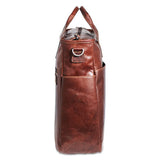 Jack Georges Voyager Collection North South Tote bag in black leather with top handles and spacious interior.