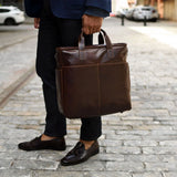 Jack Georges Voyager Collection North/South Tote in sleek leather with dual handles and spacious interior for daily essentials.