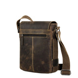 Jack Georges Arizona crossbody messenger bag with adjustable strap, brown leather exterior, and front flap pocket.