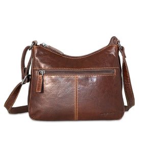 Honey leather Jack Georges Sophia Mini Handbag with top handle and gold-tone hardware, compact and stylish for everyday use.