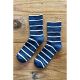 Black Le Bon Shoppe Wally Socks with colorful striped accents, soft knit fabric, and a comfortable ankle fit.
