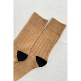 Cream-colored Le Bon Shoppe Classic Cashmere Socks displayed on a neutral background, showcasing soft, cozy knit fabric.
