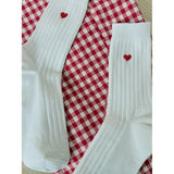 Le Bon Shoppe embroidered collection socks featuring red heart design, soft knit fabric, and classic sock style for everyday wear.