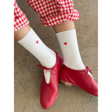 Le Bon Shoppe embroidered collection socks with red heart design, soft fabric, and classic style, perfect for casual wear.