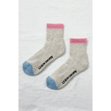 Le Bon Shoppe Girlfriend Socks with ivory and blue stripes, cozy and stylish ankle socks for casual wear.